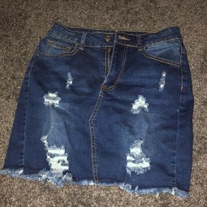 ripped jean skirt